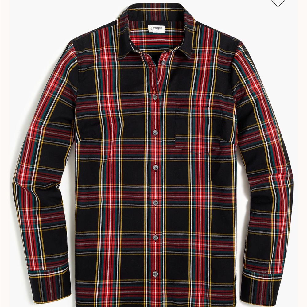 J.Crew Factory Perfect Fit Plaid Button Down Shirt Large Red Green Tartan
